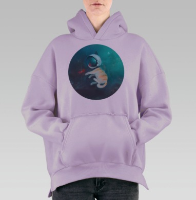 Кот в скафандре в космосе с красной рыбкой, Hoodie Oversize Fiolet, утепленная