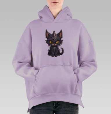 Кот-кошмарик., Hoodie Oversize Fiolet, утепленная