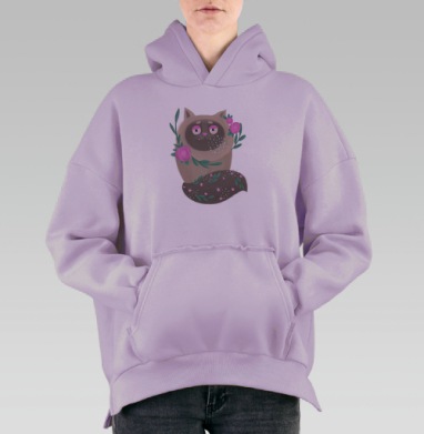 Кот Элвис, Hoodie Oversize Fiolet, утепленная