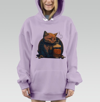 Кот-нуар: символ глубокой меланхолии и иронии, Hoodie Mjhigh Dig Mel, Fiolet, утепленная