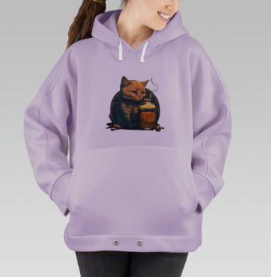 Кот-нуар: символ глубокой меланхолии и иронии, Hoodie Oversize Fiolet