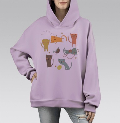Котята, Hoodie Mono Fiolet, оверсайз, утепленная