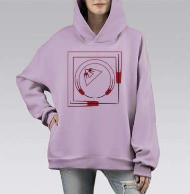 Красно Чёрный Геометрический Вращающийся Баланс, Hoodie Mono Fiolet, оверсайз, утепленная