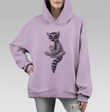 Крипто Лемур, Hoodie Mono Fiolet, оверсайз, утепленная