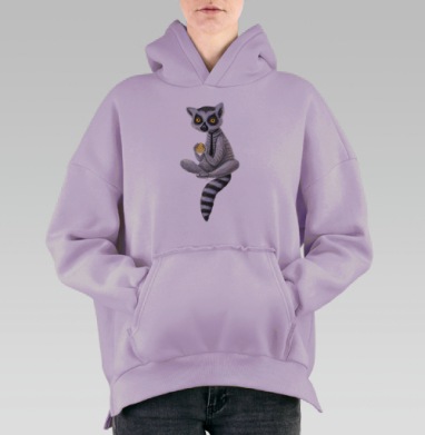 Крипто Лемур, Hoodie Oversize Fiolet, утепленная