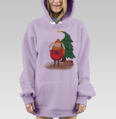 Теплый зайчик в праздничном свитере для украшения елки, Hoodie Mjhigh Dig Mel, Fiolet, утепленная