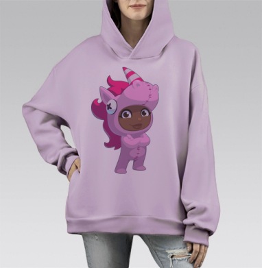 Мягкий детский костюм Единорога в розовых тонах, Hoodie Mono Fiolet, оверсайз, утепленная