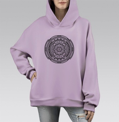 Круглое, Hoodie Mono Fiolet, оверсайз, утепленная