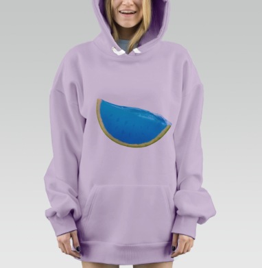 Сюрреалистичный арбуз с океанской свежестью, Hoodie Mjhigh Dig Mel, Fiolet, утепленная