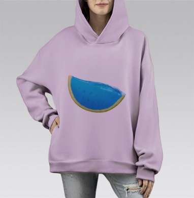 Сюрреалистичный арбуз с океанской свежестью, Hoodie Mono Fiolet, оверсайз, утепленная