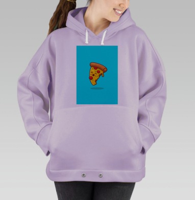 Веселый антропоморфный кусочек пиццы, Hoodie Oversize Fiolet