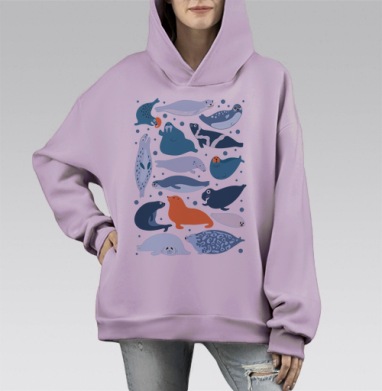 Ластоногие, Hoodie Mono Fiolet, оверсайз, утепленная