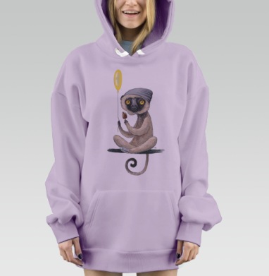 Лемур и мороженое, Hoodie Mjhigh Dig Mel, Fiolet, утепленная