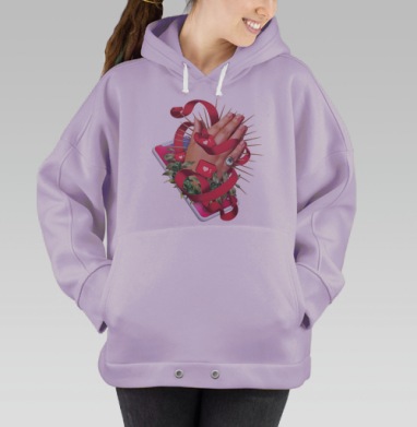 Молитвенные руки в цифровом поклонении, Hoodie Oversize Fiolet