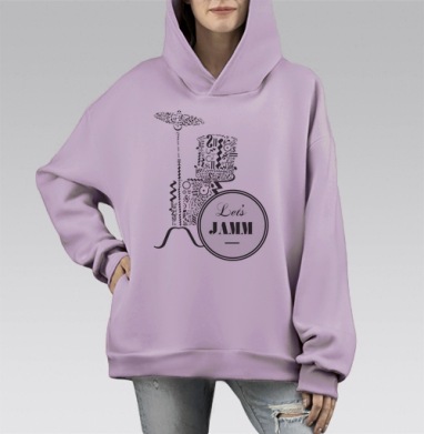 Lets Jamm, Hoodie Mono Fiolet, оверсайз, утепленная