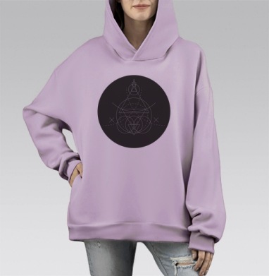 Линейная геометрия, Hoodie Mono Fiolet, оверсайз, утепленная