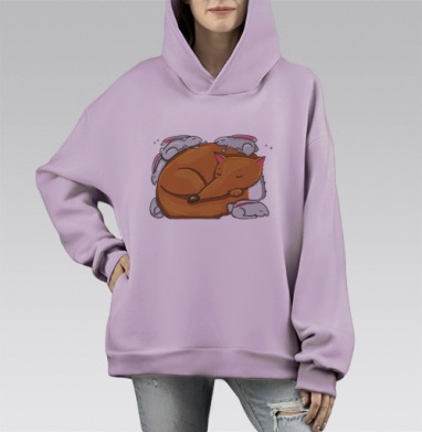 Лисья нора, Hoodie Mono Fiolet, оверсайз, утепленная