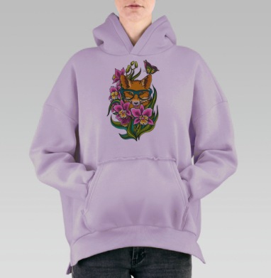 Лиса в очечах, Hoodie Oversize Fiolet, утепленная