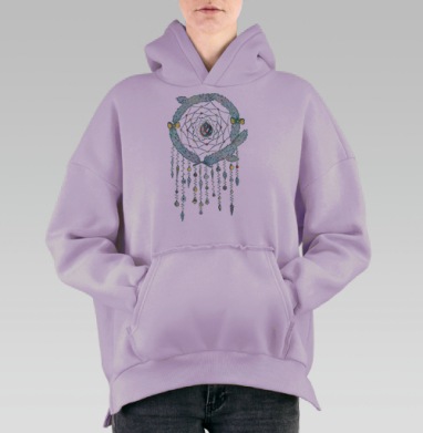 Рождественский ловец снов с новогодним декором, Hoodie Oversize Fiolet, утепленная