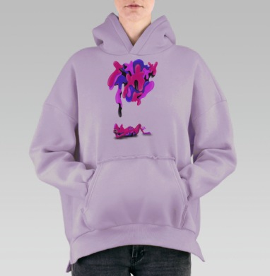 Сюжет метаморфозы с розовым существом и желе, Hoodie Oversize Fiolet, утепленная
