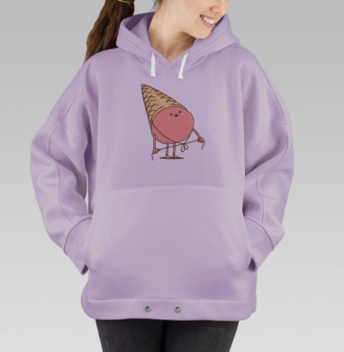 Мороженое с рожком, завязывающее шнурки, Hoodie Oversize Fiolet