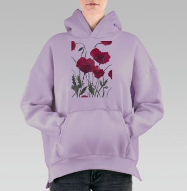 Маки, Hoodie Oversize Fiolet, утепленная