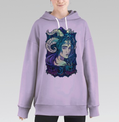 Темная Богиня: мистический портрет в неоновых тонах, Hoodie Long Oversize Fiolet