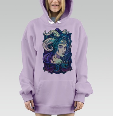Темная Богиня: мистический портрет в неоновых тонах, Hoodie Mjhigh Dig Mel, Fiolet, утепленная