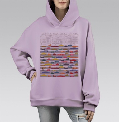Машины, Hoodie Mono Fiolet, оверсайз, утепленная