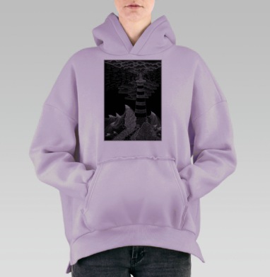 Маяк в штормовом освещении ночи, Hoodie Oversize Fiolet, утепленная