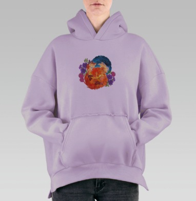 Мечтательный лис, Hoodie Oversize Fiolet, утепленная