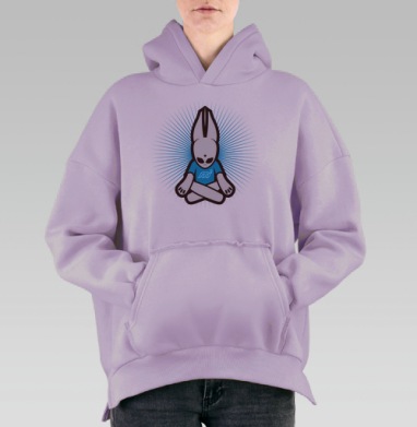 Медитирующий инопланетянин в позе лотоса внутренний покой гармония, Hoodie Oversize Fiolet, утепленная