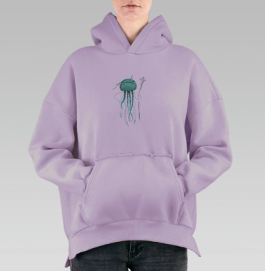 Вождь-медуза: мудрость подводного мира, Hoodie Oversize Fiolet, утепленная