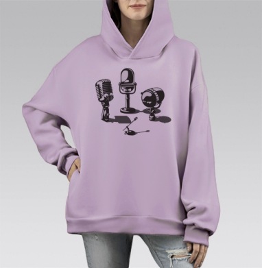 Microphones, Hoodie Mono Fiolet, оверсайз, утепленная