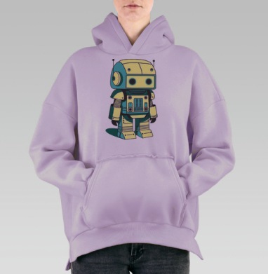 Ретро-робот в стиле винтажного футуризма, Hoodie Oversize Fiolet, утепленная