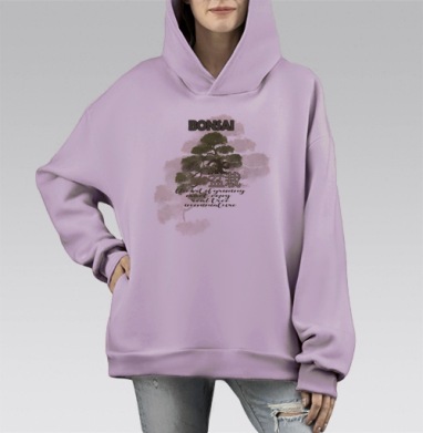 Миниатюрное дерево Бонсай японское искусство выращивания, Hoodie Mono Fiolet, оверсайз, утепленная
