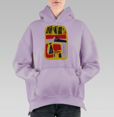 Экспрессивная минималистичная абстракция MÍNIMA, Hoodie Oversize Fiolet, утепленная