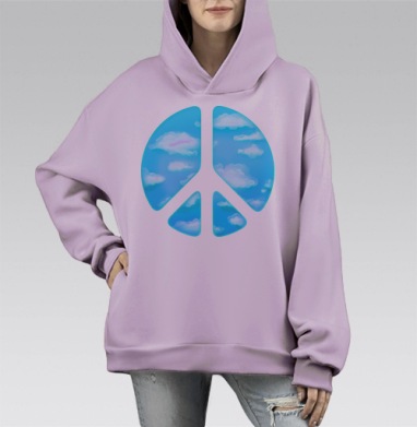 Мирное небо над головой – символ спокойствия, Hoodie Mono Fiolet, оверсайз, утепленная