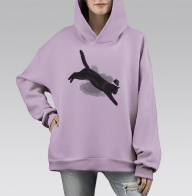 Мистер Кот, Hoodie Mono Fiolet, оверсайз, утепленная