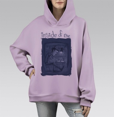 Глубокая интроспекция и самопознание внутри меня, Hoodie Mono Fiolet, оверсайз, утепленная