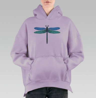 Мозаичная стрекоза, Hoodie Oversize Fiolet, утепленная