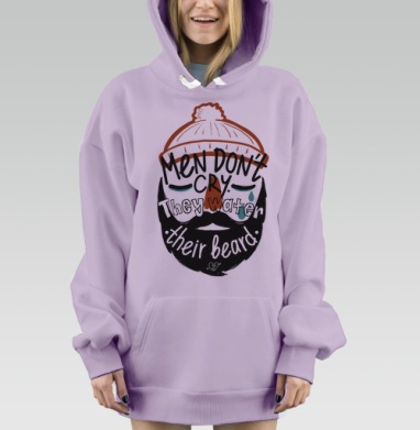 Мужская ироничная иллюстрация с бородой и слезами, Hoodie Mjhigh Dig Mel, Fiolet, утепленная