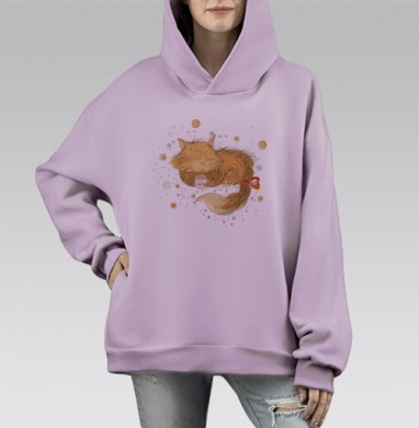 Мурр..., Hoodie Mono Fiolet, оверсайз, утепленная