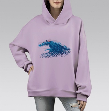 На холке Левиафана, Hoodie Mono Fiolet, оверсайз, утепленная