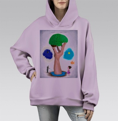 Не крадите у детей будущее и мечты — символический арт, Hoodie Mono Fiolet, оверсайз, утепленная