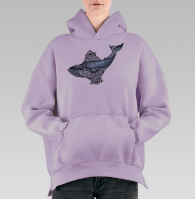 Не просто кит, Hoodie Oversize Fiolet, утепленная