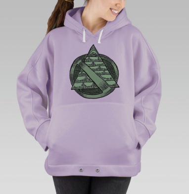 Эмблема с Пирамидой и Всевидящим Оком в Винтажном Стиле, Hoodie Oversize Fiolet