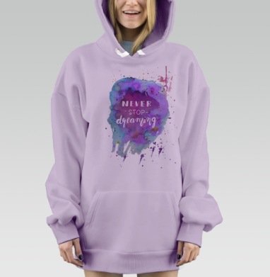Акварельная иллюстрация с мотивирующей надписью, Hoodie Mjhigh Dig Mel, Fiolet, утепленная