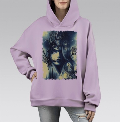 Ночные фантазии, Hoodie Mono Fiolet, оверсайз, утепленная