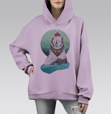 Новый год приближается!, Hoodie Mono Fiolet, оверсайз, утепленная
